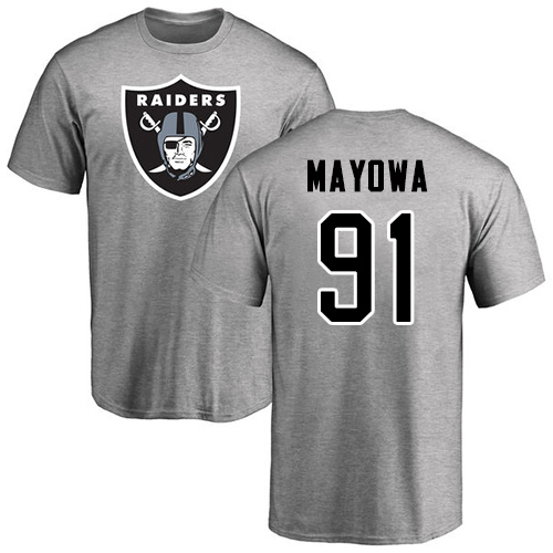 Men Oakland Raiders Ash Benson Mayowa Name and Number Logo NFL Football #91 T Shirt